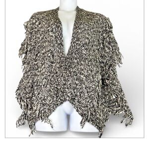 Hollister Black White Fringe Sweater Vest